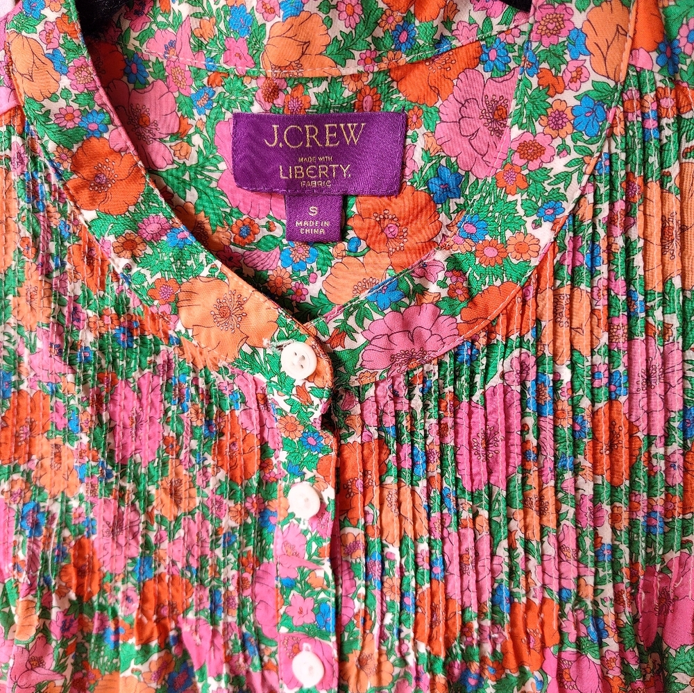 J. Crew Pink and Orange Floral Short-Sleeve Shift Dress - Picture 3 of 6